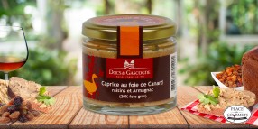 Caprice au foie de canard, raisins et armagnac (20% foie gras)